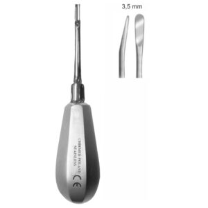 Dźwignia stomatologiczna płaska, z uchwytem typu BEIN, dł. 130 mm, szer. 3,5 mm, odgięta