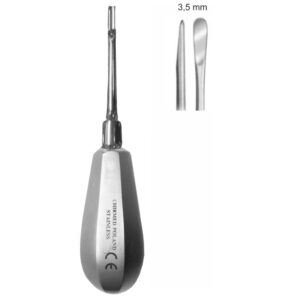 Dźwignia stomatologiczna płaska, z uchwytem typu BEIN, dł. 130 mm, szer. 3,5 mm, prosta