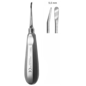 Dźwignia stomatologiczna płaska, z uchwytem typu LUKSATOR, dł. 155 mm, szer. 3 mm, odgięta