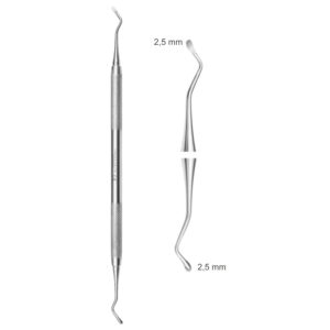 Ekskawator, podwójnie zakończony, 2,5 mm x 2,5 mm