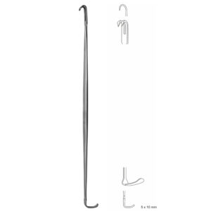 Haczyk do ran typu LANGENBECK dwustronny, dwuzębny, tępy, dł. 170 mm, 5x10 mm