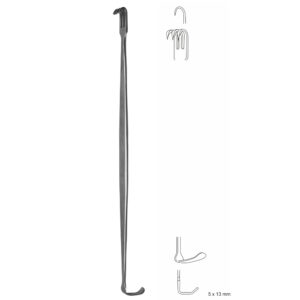 Haczyk do ran typu LANGENBECK dwustronny, dwuzębny, tępy, dł. 170 mm, 5x10 mm