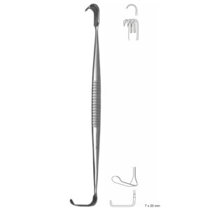 Haczyk do ran typu LANGENBECK dwustronny, dwuzębny, tępy, dł. 170 mm, 5x10 mm