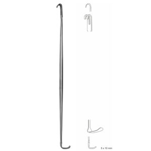 Haczyk do ran typu LANGENBECK dwustronny, dwuzębny, tępy, dł. 170 mm, 5x10 mm