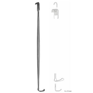 Haczyk do ran typu LANGENBECK dwustronny, dwuzębny, tępy, dł. 170 mm, 5x10 mm