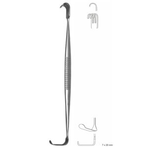 Haczyk do ran typu LANGENBECK dwustronny, dwuzębny, tępy, dł. 170 mm, 5x10 mm