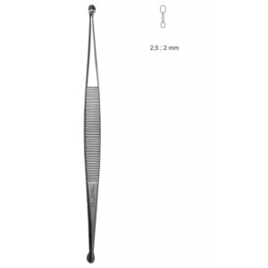 Łyżeczka kostna typu VOLKMANN podwójna, dł. 160 mm, końcówki: 2,5 mm, 2 mm