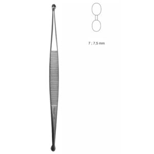 Łyżeczka kostna typu VOLKMANN podwójna, dł. 160 mm, końcówki: 2,5 mm, 2 mm