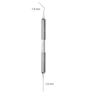 Periotom podwójnie zakończony, szer. końcówek 1,8 mm, z jednej strony odgięty