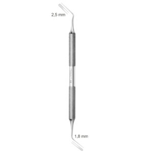 Periotom podwójnie zakończony, szer. końcówek 1,8 mm, z jednej strony odgięty