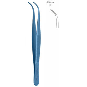 Pinceta anatomiczna delikatna, dł. 110 mm, czubek 0,9 mm, odgięta, z tytanu