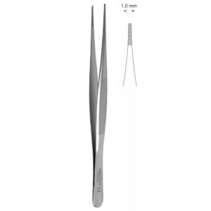 Pinceta anatomiczna do szwu naczyniowego, dł. 130 mm, czubek 1 mm, prosta