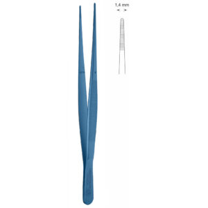 Pinceta anatomiczna typu CUSHING, do opon mózgowych, dł. 180 mm, czubek 1,4 mm, prosta