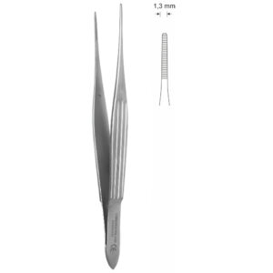 Pinceta anatomiczna typu MC INDOE, dł. 155 mm, czubek 1,3 mm, prosta