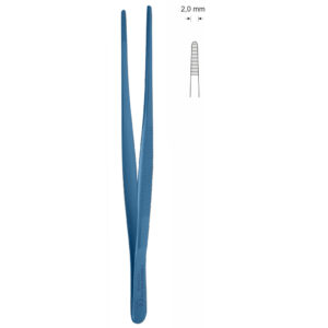 Pinceta anatomiczna typu MEDIUM, dł. 130 mm, czubek 2 mm, prosta, z tytanu