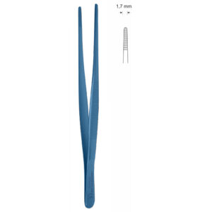 Pinceta anatomiczna typu MEDIUM, dł. 145 mm, czubek 1,7 mm, prosta, z tytanu