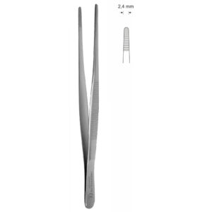 Pinceta anatomiczna typu MEDIUM, dł. 200 mm, czubek 2,4 mm, prosta, z tytanu