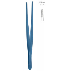 Pinceta anatomiczna typu MEDIUM, dł. 200 mm, czubek 2,4 mm, prosta, z tytanu