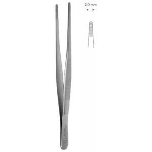 Pinceta anatomiczna typu STANDARD, dł. 100 mm, czubek 2 mm, prosta, z tytanu