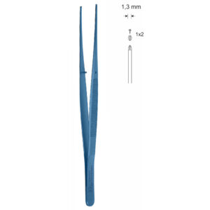 Pinceta chirurgiczna delikatna typu SEMKEN, dł. 126 mm, czubek 1,1 mm, 1x2 ząbki, prosta