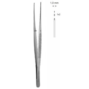 Pinceta chirurgiczna delikatna typu SEMKEN, dł. 174 mm, czubek 1 mm, 1x2 ząbki, prosta