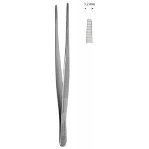 Pinceta anatomiczna typu MEDIUM, dł. 145 mm, czubek 3,2 mm, prosta
