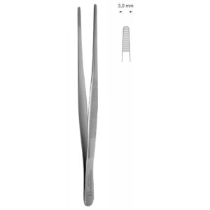 Pinceta anatomiczna typu MEDIUM, dł. 200 mm, czubek 3 mm, prosta, z tytanu