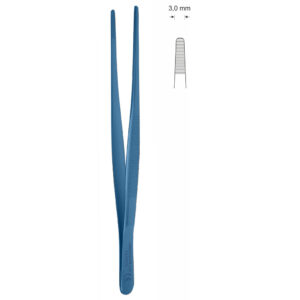Pinceta anatomiczna typu MEDIUM, dł. 200 mm, czubek 3 mm, prosta, z tytanu