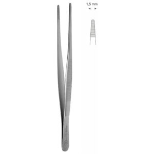 Pinceta chirurgiczna typu STANDARD, dł. 115 mm, czubek 2 mm, 1x2 ząbki, prosta