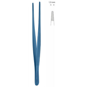 Pinceta chirurgiczna typu STANDARD, dł. 115 mm, czubek 2 mm, 1x2 ząbki, prosta