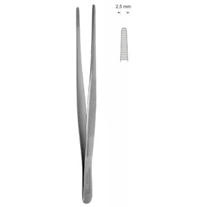 Pinceta chirurgiczna typu STANDARD, dł. 115 mm, czubek 2 mm, 1x2 ząbki, prosta
