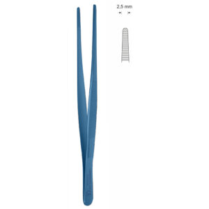Pinceta chirurgiczna typu STANDARD, dł. 115 mm, czubek 2 mm, 1x2 ząbki, prosta
