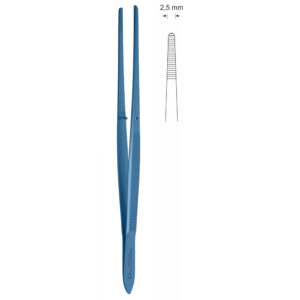 Pinceta stomatologiczna, anatomiczna, bez nacięć i bez ząbków, dł. 160 mm, czubek 1 mm, odgięta