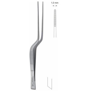 Pinceta uszna, nosowa, anatomiczna, bagnetowa, z dyssektorem, dł. 170 mm, czubek 1 mm