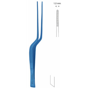 Pinceta uszna, nosowa, anatomiczna, bagnetowa, z dyssektorem, dł. 170 mm, czubek 1 mm, z tytanu