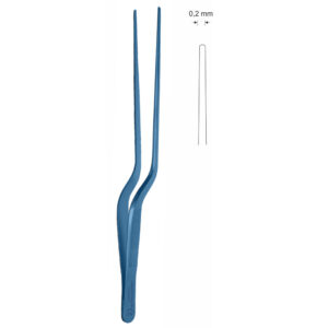 Pinceta uszna, nosowa typu GRUENWALD, anatomiczna, bez nacięć i bez ząbków, bagnetowa, dł. 200 mm, czubek 2 mm, z tytanu