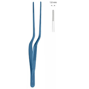 Pinceta uszna, nosowa typu LUCAE, bagnetowa, anatomiczna, dł. 140 mm, czubek 1,6 mm, z tytanu