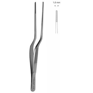 Pinceta uszna, nosowa typu LUCAE, bagnetowa, anatomiczna, dł. 140 mm, czubek 1,6 mm