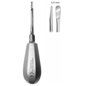 Dźwignia stomatologiczna płaska, z uchwytem typu BEIN, dł. 130 mm, szer. 4,5 mm, prosta