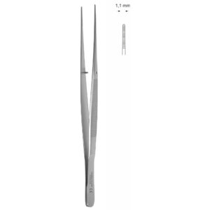 Pinceta anatomiczna delikatna typu SEMKEN, dł. 126 mm, czubek 1,1 mm, prosta
