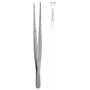 Pinceta anatomiczna typu CUSHING, do opon mózgowych, dł. 200 mm, czubek 1,4 mm, prosta
