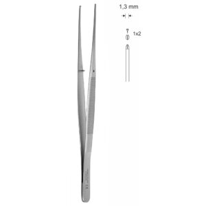 Pinceta chirurgiczna delikatna typu SEMKEN, dł. 152 mm, czubek 1,3 mm, 1x2 ząbki, prosta